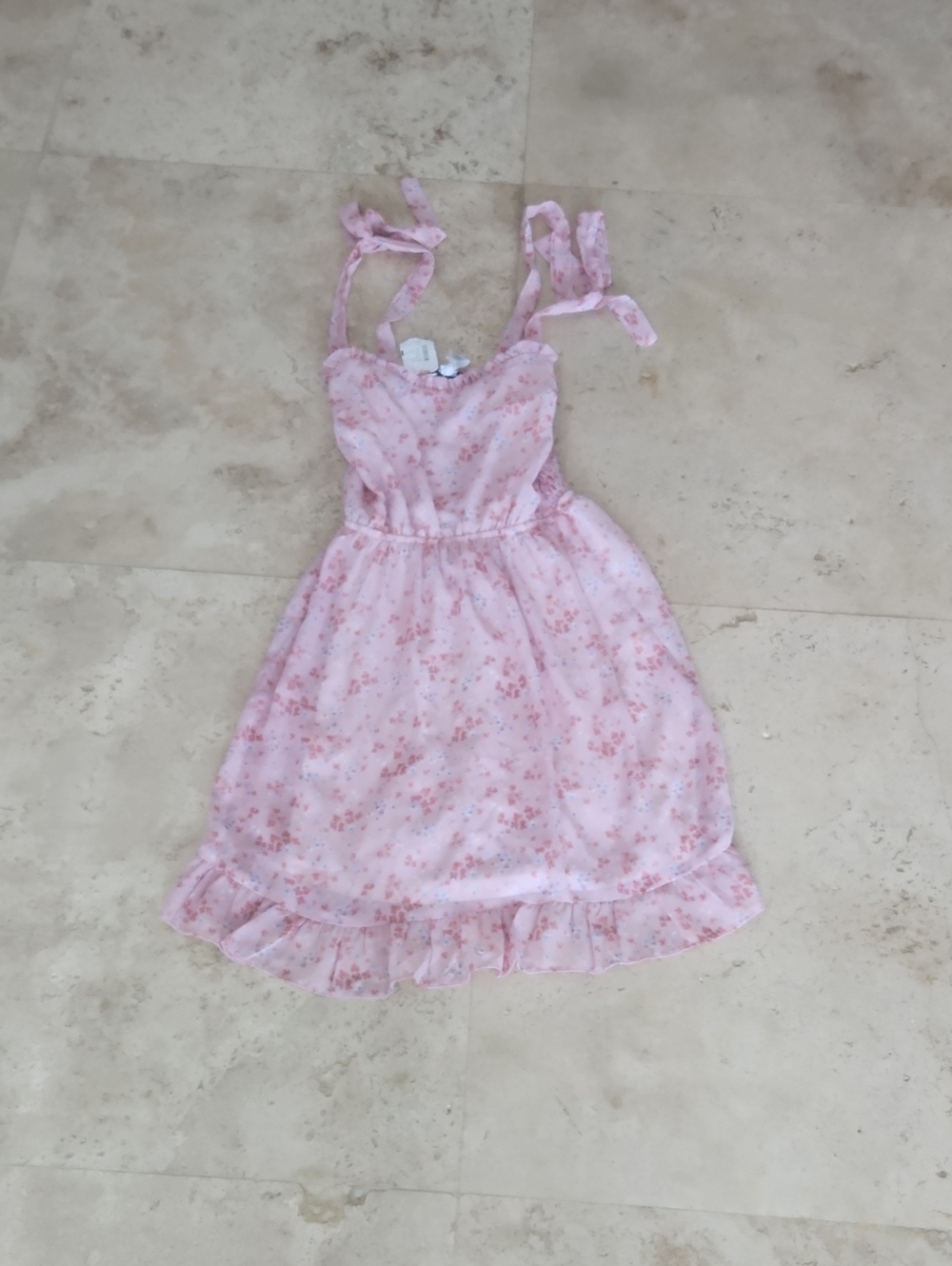 Love Ady Pink Floral Sundress with Tie Straps